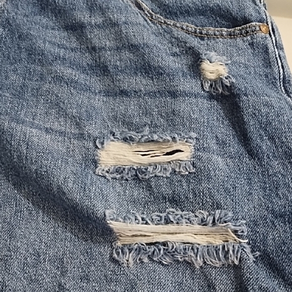 Button Front 100% Cotton Denim Jean Shorts Distressed Cut-Off Style - Picture 4 of 13